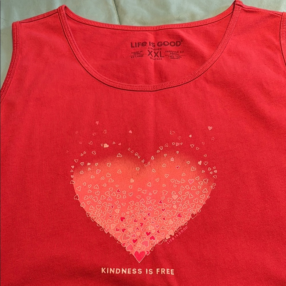 Life Is Good Red Heart Tank Top